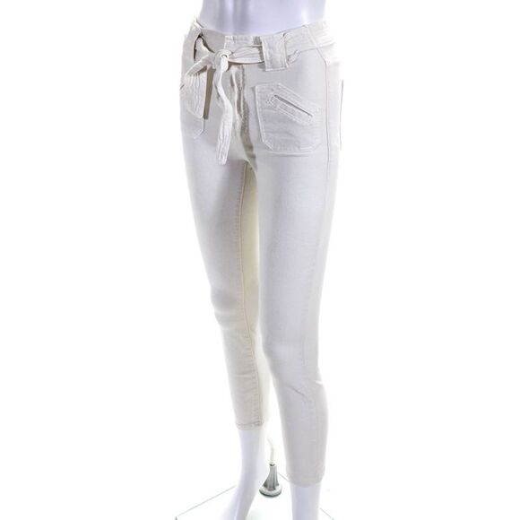 Mother White Womens Zipper Fly Mid Rise Skinny Cropped Jeans White Size 24 - Picture 2 of 7